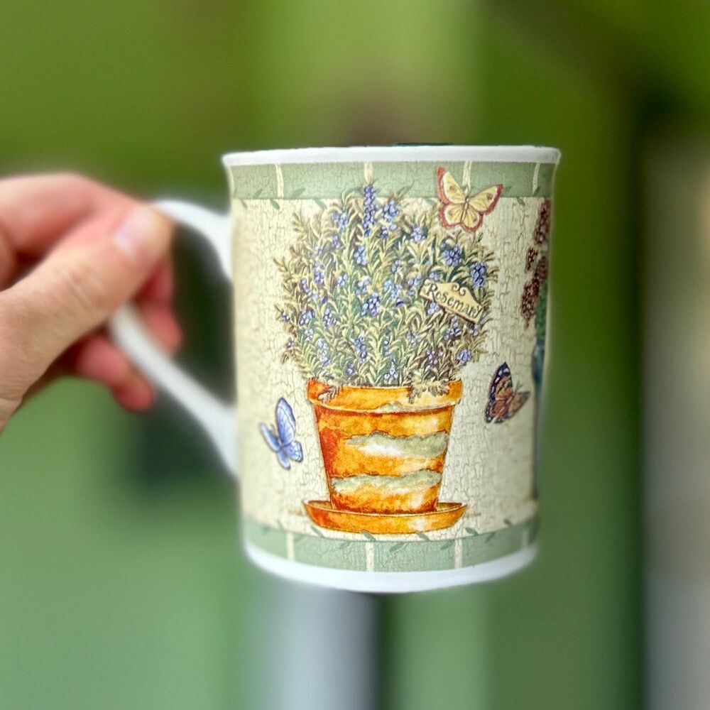 VTG Floral Garden Ceramic Herb Collection Kitchenware Mug
